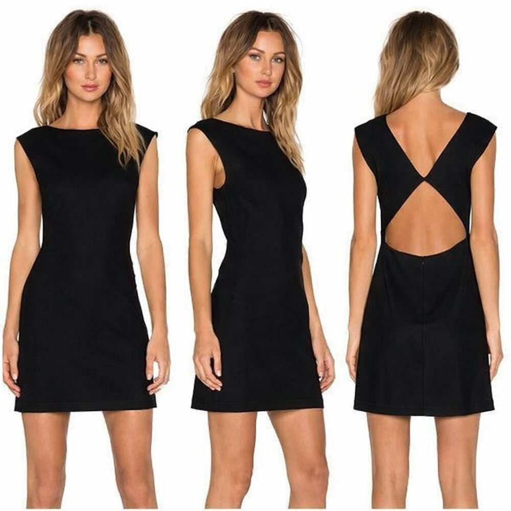 Theory NWT Black Mini Dress with Cutout Back